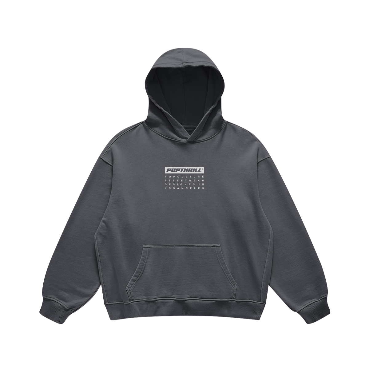 POPTHRILL® LOOSE FIT HEAVYWEIGHT HOODIE - BRAND LOGO